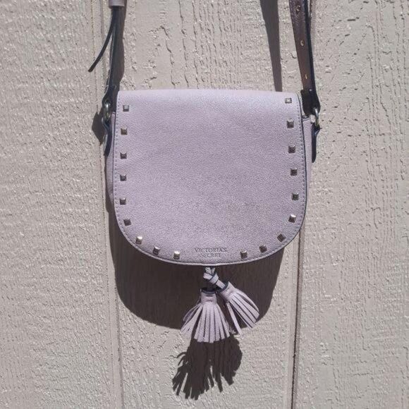 Victoria's Secret Mini Crossbody Satchel Bag Studded Tassel Faux Leather Pink - Picture 3 of 14